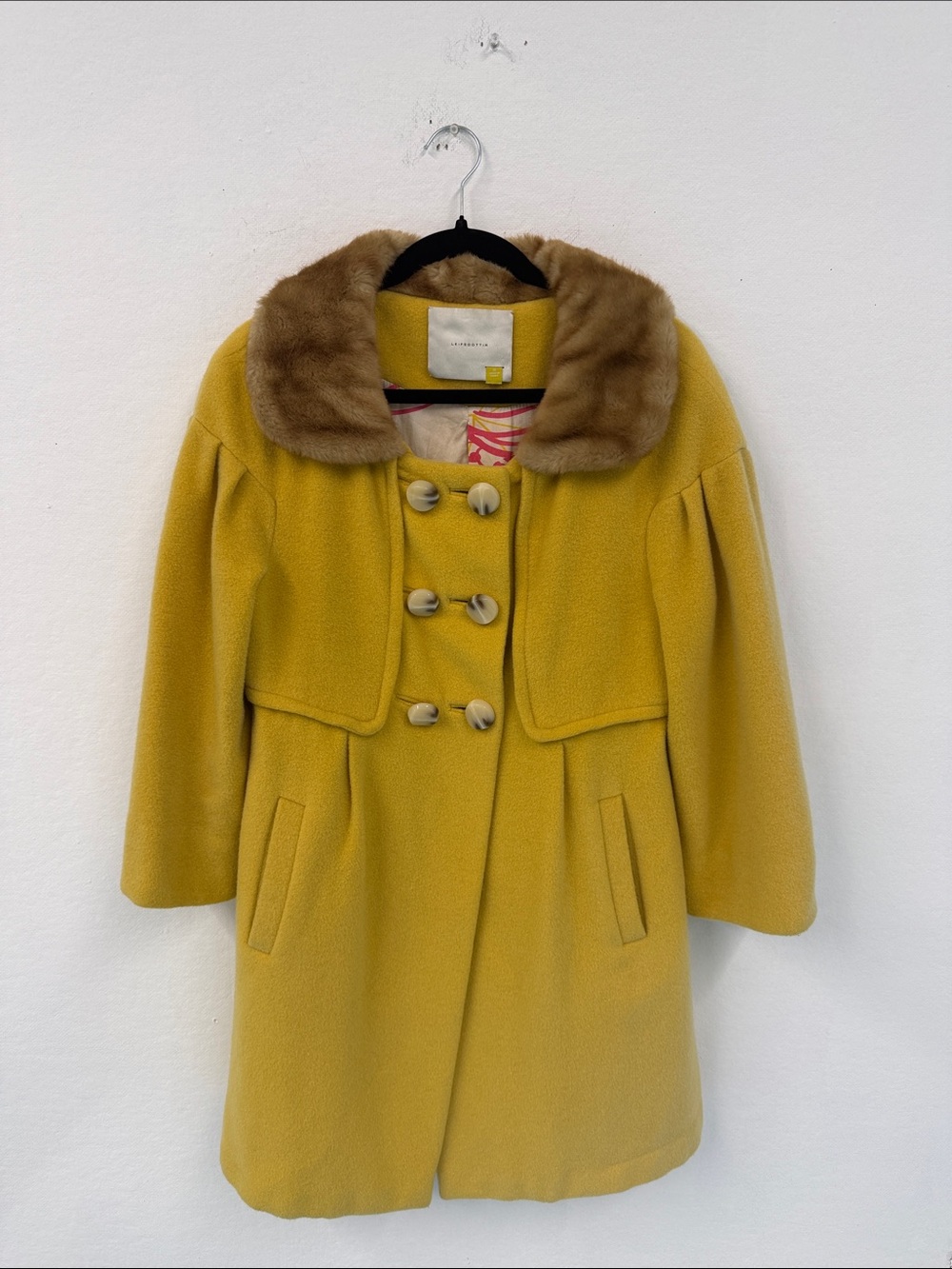 Leifsdottir Wool Coat Faux Fur Collar